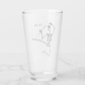 DANSENDE SKELET MET HOED BIERPINT GLAS (Achterkant)