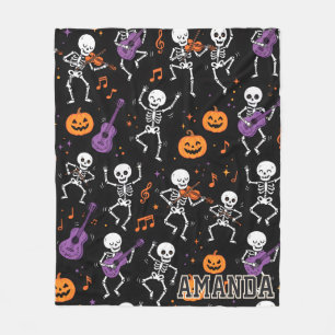 Dansende Skelet Muzikale Halloween Fleece Deken