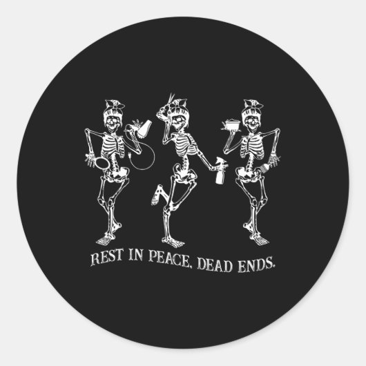 Dansende Skelet Vrede Dode Uiteinden Kapper Hallo Ronde Sticker (Voorkant)