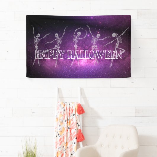 Dansende Skeleton Halloween Party Danspartij Spandoek (Insitu)