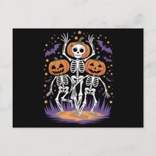 Dansende Skeleton Halloween Pumpkin Briefkaart