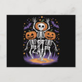 Dansende Skeleton Halloween Pumpkin Briefkaart (Voorkant)