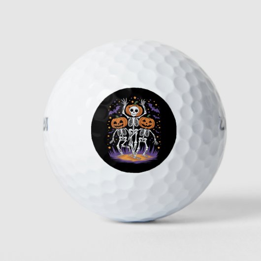 Dansende Skeleton Halloween Pumpkin Golfballen (Voorkant)