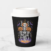 Dansende Skeleton Halloween Pumpkin Papieren Bekers (Voorkant)
