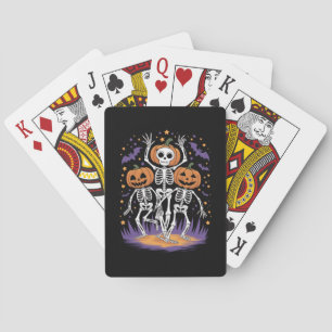 Dansende Skeleton Halloween Pumpkin Pokerkaarten