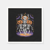 Dansende Skeleton Halloween Pumpkin Servet (Voorkant)