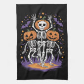 Dansende Skeleton Halloween Pumpkin Theedoek (Verticaal)