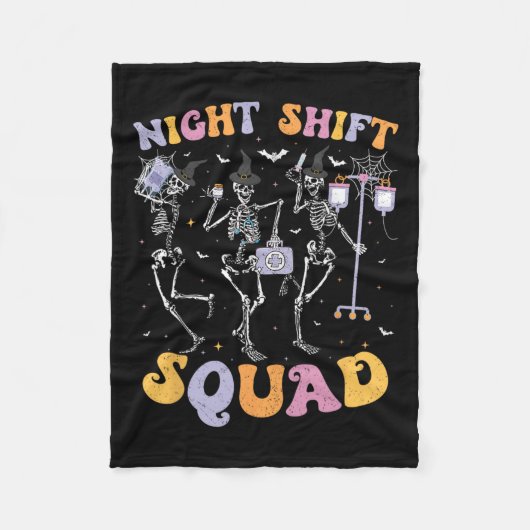Dansende Skeleton Nurse Night Squad Shift Hallowee Fleece Deken (Voorkant)