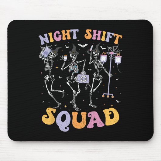 Dansende Skeleton Nurse Night Squad Shift Hallowee Muismat (Voorkant)