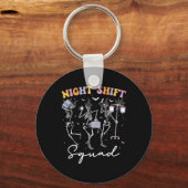 Dansende Skeleton Nurse Night Squad Shift Hallowee Sleutelhanger (Voorkant)