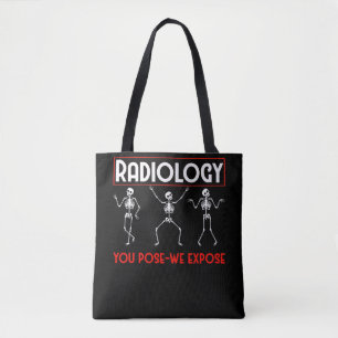 Dansende skeleton radioloog Funny Radiology Tote Bag