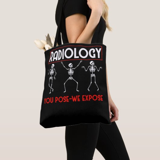 Dansende skeleton radioloog Funny Radiology Tote Bag (Dichtbij)