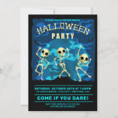 Dansende Skeletons Halloween Party Kaart (Voorkant)