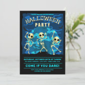 Dansende Skeletons Halloween Party Kaart (Staand voorkant)