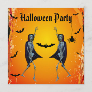 Dansende Skeletons Halloween Party Kaart