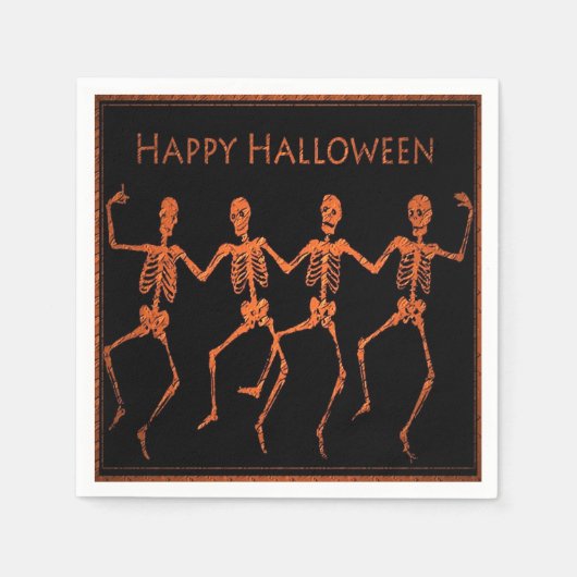 Dansende Skeletons Halloween Party Napkins Servetten (Voorkant)