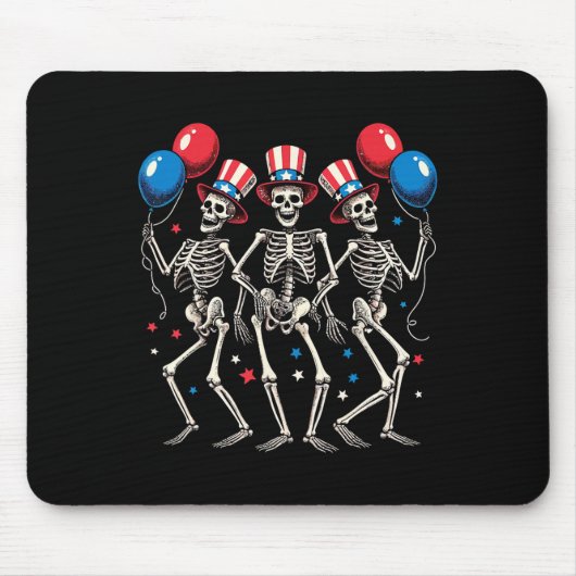 Dansende Skeletten 4 juli Funny Independence D Muismat (Voorkant)
