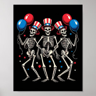 Dansende skeletten 4 juli grappige onafhankelijkhe poster