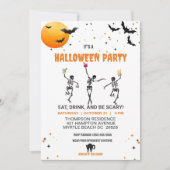 Dansende skeletten Cocktail Halloween Party Kaart (Voorkant)