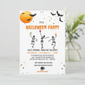 Dansende skeletten Cocktail Halloween Party Kaart (Staand voorkant)