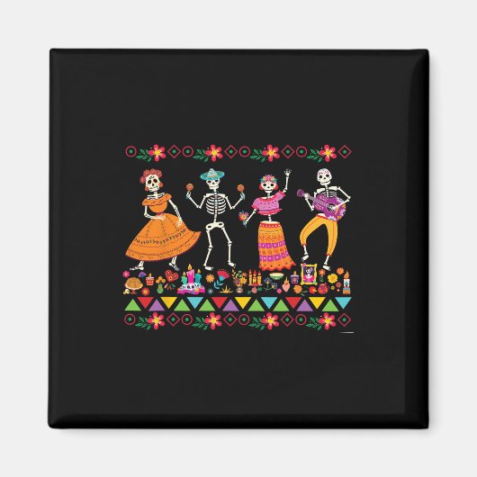 Dansende skeletten Dag van de Dode Mexicaanse Dia Magneet (Voorkant)