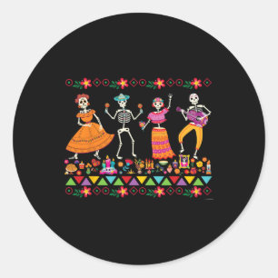Dansende skeletten Dag van de Dode Mexicaanse Dia Ronde Sticker