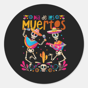 Dansende skeletten Dag van de Dode Mexicaanse Dia Ronde Sticker