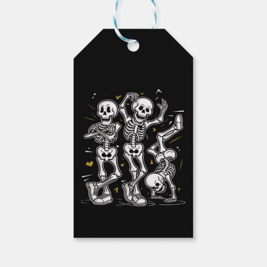 Dansende skeletten Dance Challenge Halloween Cadeaulabel (Achterkant)