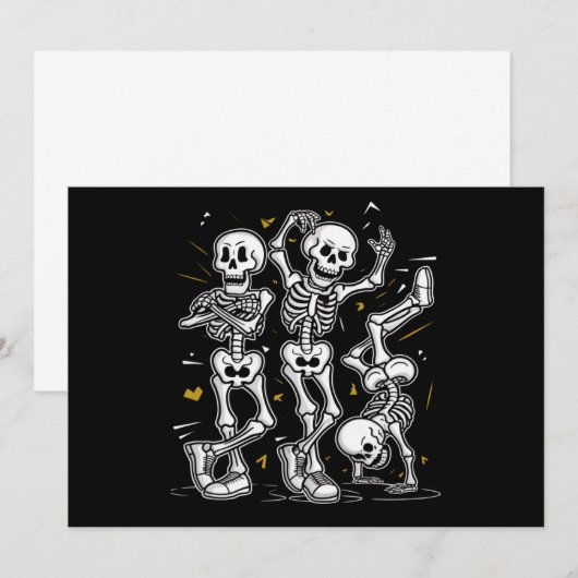 Dansende skeletten Dance Challenge Halloween Kaart (Voorkant / Achterkant)