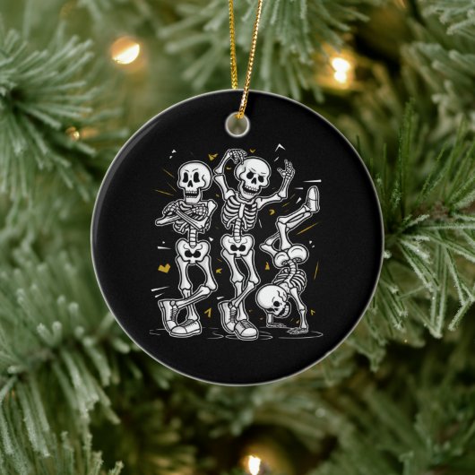 Dansende skeletten Dance Challenge Halloween Keramisch Ornament (Boom)