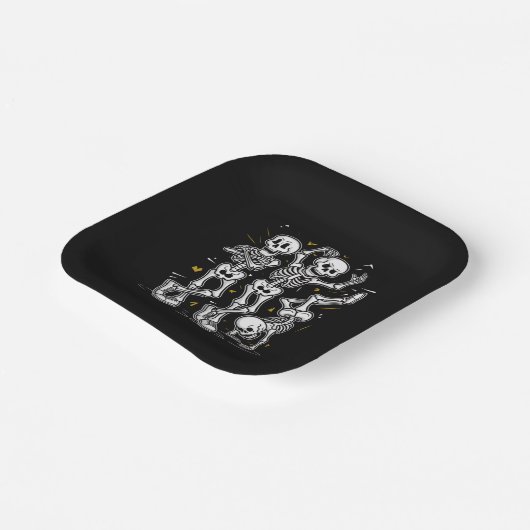 Dansende skeletten Dance Challenge Halloween Papieren Bordje (Gebogen)