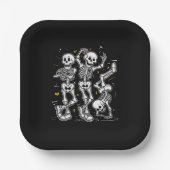 Dansende skeletten Dance Challenge Halloween Papieren Bordje (Voorkant)