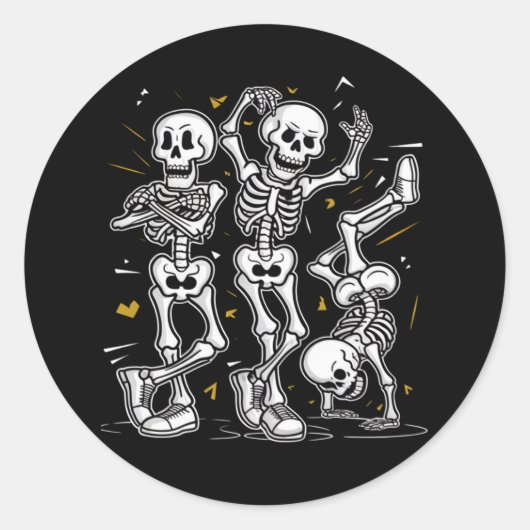 Dansende skeletten Dance Challenge Halloween Ronde Sticker (Voorkant)