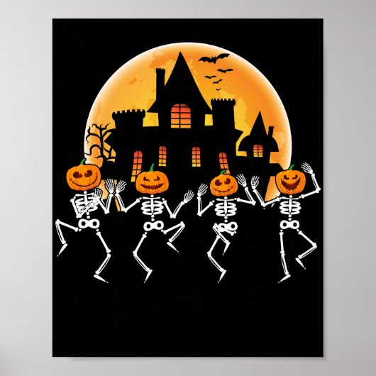 Dansende skeletten Dance Challenge Halloween Scary Poster (Voorkant)