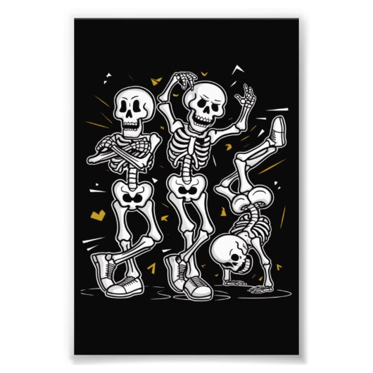 Dansende Skeletten Dans Uitdaging Halloween Foto Afdruk (Voorkant)