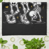 Dansende Skeletten Dans Uitdaging Halloween Theedoek (Gevouwen)