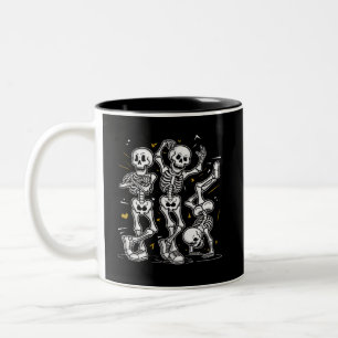 Dansende Skeletten Dans Uitdaging Halloween Tweekleurige Koffiemok