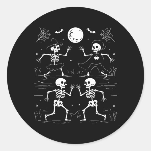 Dansende Skeletten Dans Uitdaging Kinderen Hallowe Ronde Sticker (Voorkant)