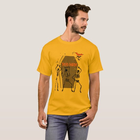 Dansende skeletten dood in Coffin Halloween T-shirt (Voorkant volledig)
