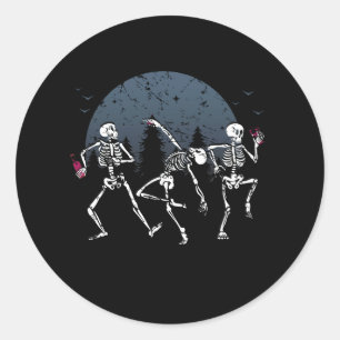 Dansende skeletten Drink wijnliefhebber Funny Hall Ronde Sticker