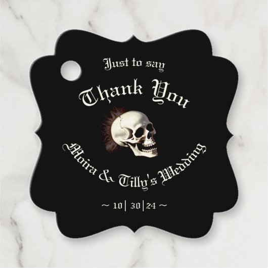 Dansende skeletten Gotische bruiloft Bedankjes Labels (Voorkant)