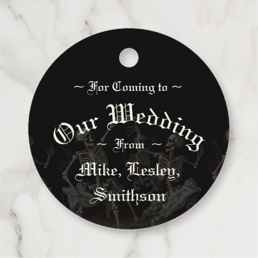 Dansende skeletten Gotische bruiloft Bedankjes Labels (Achterkant)