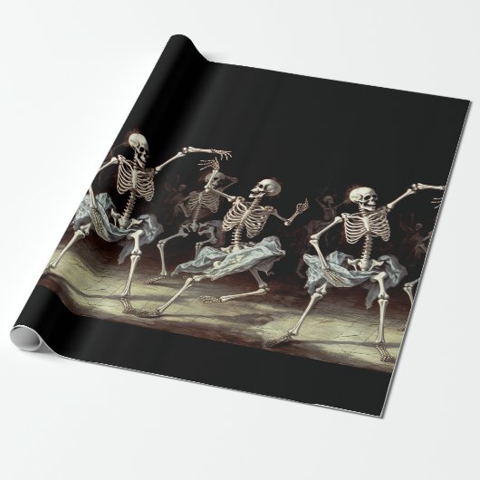 Dansende skeletten Gotische bruiloft Cadeaupapier (Uitgerold)
