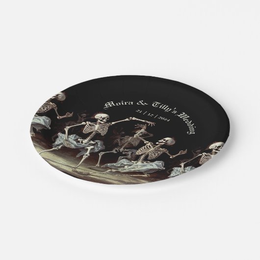 Dansende skeletten Gotische bruiloft Papieren Bordje (Gekanteld)