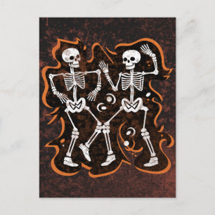 Dansende skeletten Grappig Halloween Feest Briefkaart