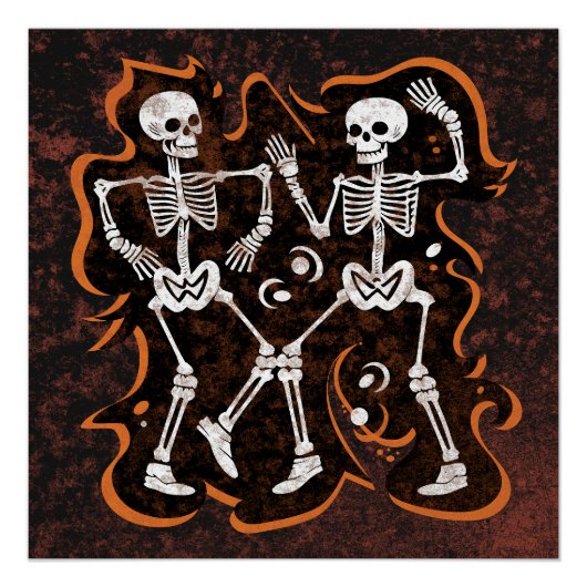 Dansende skeletten Grappig Halloween Feest Perfect Poster (Voorkant)