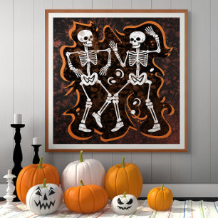 Dansende skeletten Grappig Halloween Feest Perfect Poster