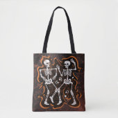 Dansende skeletten Grappige Halloween Trick or tre Tote Bag (Voorkant)