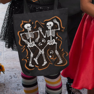 Dansende skeletten Grappige Halloween Trick or tre Tote Bag