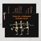 Dansende Skeletten Halloween Birthday Party nodigt Kaart (Voorkant / Achterkant)